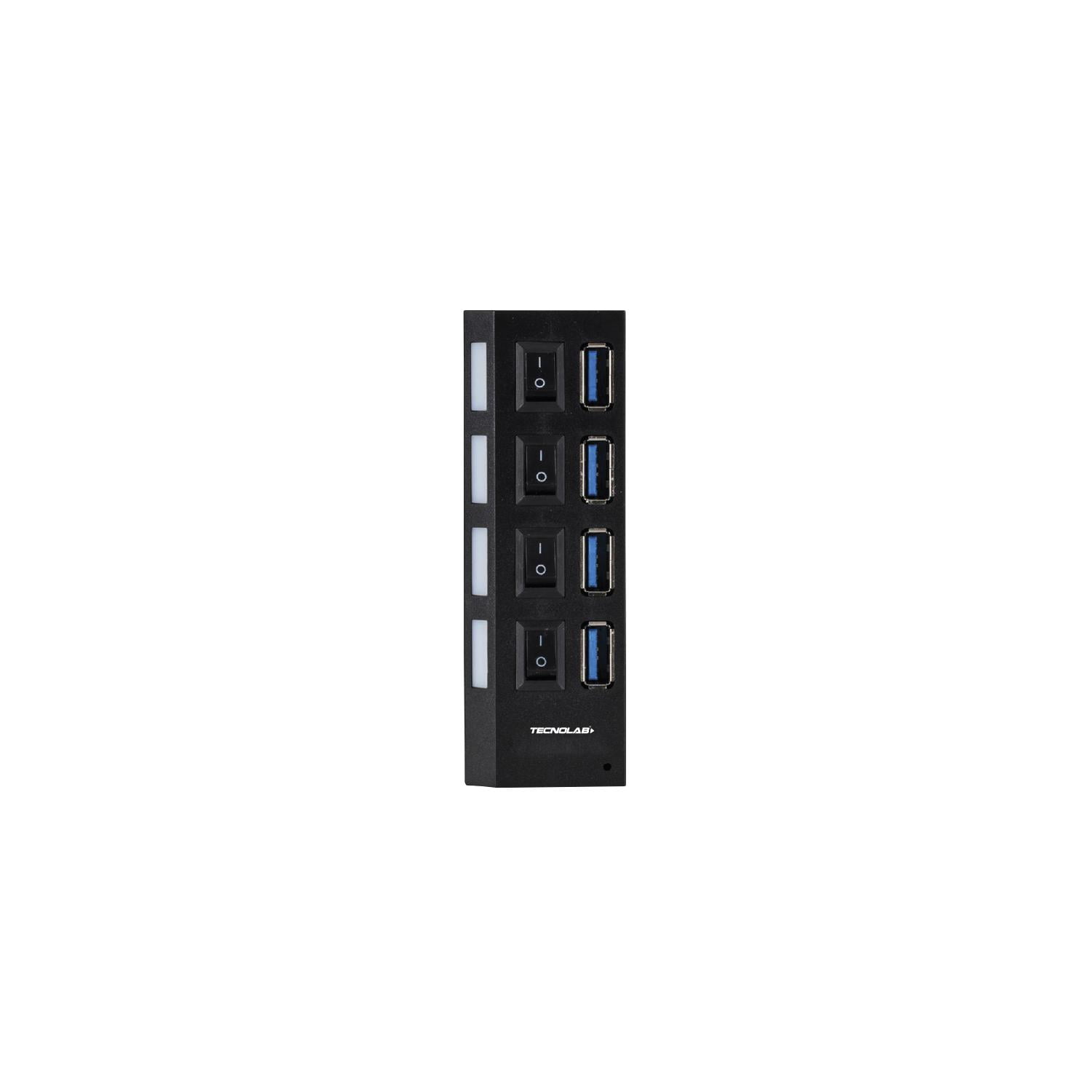 Tecnolab - Mini Hub 4 Puertos Usb 2.0 Negro
