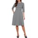 thumbnail image 1 of INSPIRE CHIC Vestido de Trabajo para Mujeres con Estampado de Pata de Gallo, Manga 3/4, Cuello de Barco, Cuadros, Línea A, Casual de Negocios, Talla L, Negro, 1 of 6
