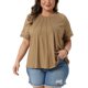 thumbnail image 1 of Agnes Orinda Blusa de Talla Grande para Mujer Cuello Redondo Manga Corta de Encaje Blusa Plisada Casual Elegante Túnica Camisetas 3X Camel, 1 of 5