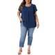 thumbnail image 2 of Agnes Orinda Blusas de Verano para Mujer Tallas Grandes de Pascua con Cuello Redondo de Lunares Suizos y Mangas Cortas de Tulipán con Pliegues en el Frente 4X Azul, 2 of 6