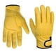 thumbnail image 1 of Guantes de trabajo de cuero de invierno para hombres, forro delgado cálido, adecuado para trabajar en frío, guantes de trabajo aislados, con palmas de cuero, amarillo-M 1 par, 1 of 3