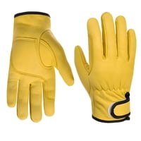 Xusx111 - Guantes De Trabajo De Cuero De Invierno Para Hombres, Forro Delgado Cálido, Adecuado Para Trabajar En Frío, Guantes De Trabajo Aislados, Con Palmas De Cuero, Amarillo-M 1 Par