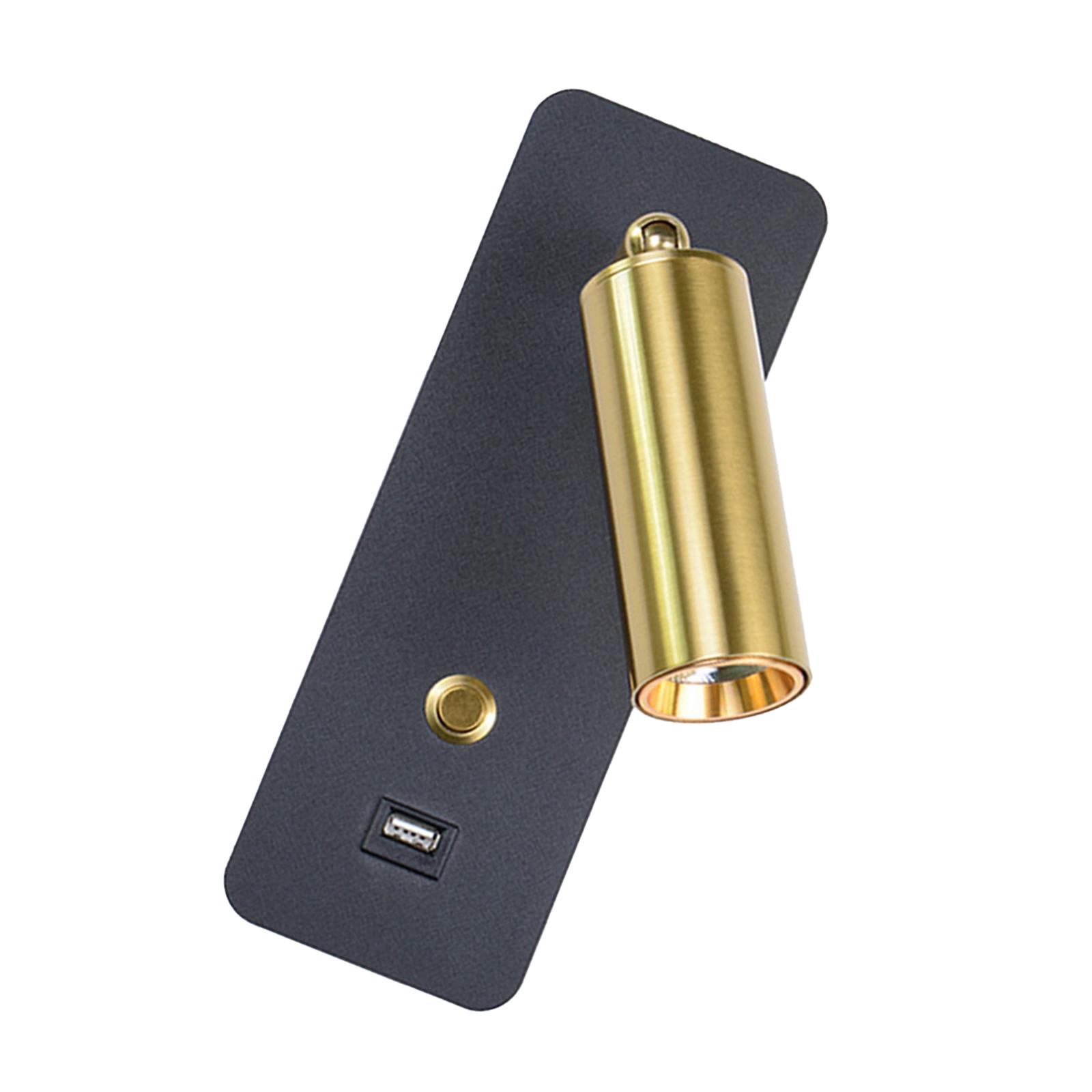 Magideal - Lámpara De Pared De , Interfaz Usb De Luz Blanca Cálida De 3000 K, Accesorio De Iluminación De Noche, Aplique Led Simple Para Sala De Estar, , Oro Negro