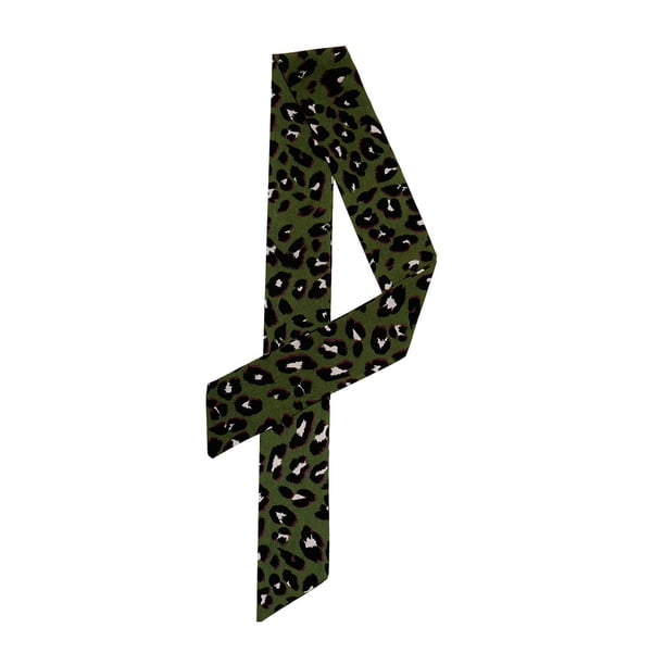 INSPIRE CHIC Bufanda de Leopardo Estampado para Mujer, Bufanda Larga y Delgada para el Cuello y Cinta para el Cabello para Bolsos Verde Oscuro 88x5cm/35x2"