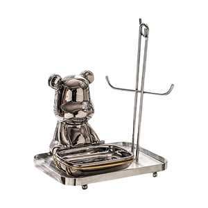 Magideal - Bandeja De Almacenamiento De Escritorio, Organizador Colgante De Estatua De Oso, Llavero Nórdico Decorativo, Contenedor De Artículos Diversos, Bandeja Argén