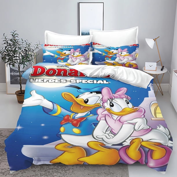 v1944 Bed Sheets Donald Duck Anime Duvet Cover Set Comforte Printed Cartoon Twin Size Bedding Sets Christmas Gifts -piece 3-Piece Bedding Set (1 Duvet Cover + 2 Pillow Shams) Bed Sheets ju1944
