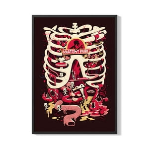 Creango - Cuadro Poster Enmarcado Jurassic Park Anatomia Decorativo