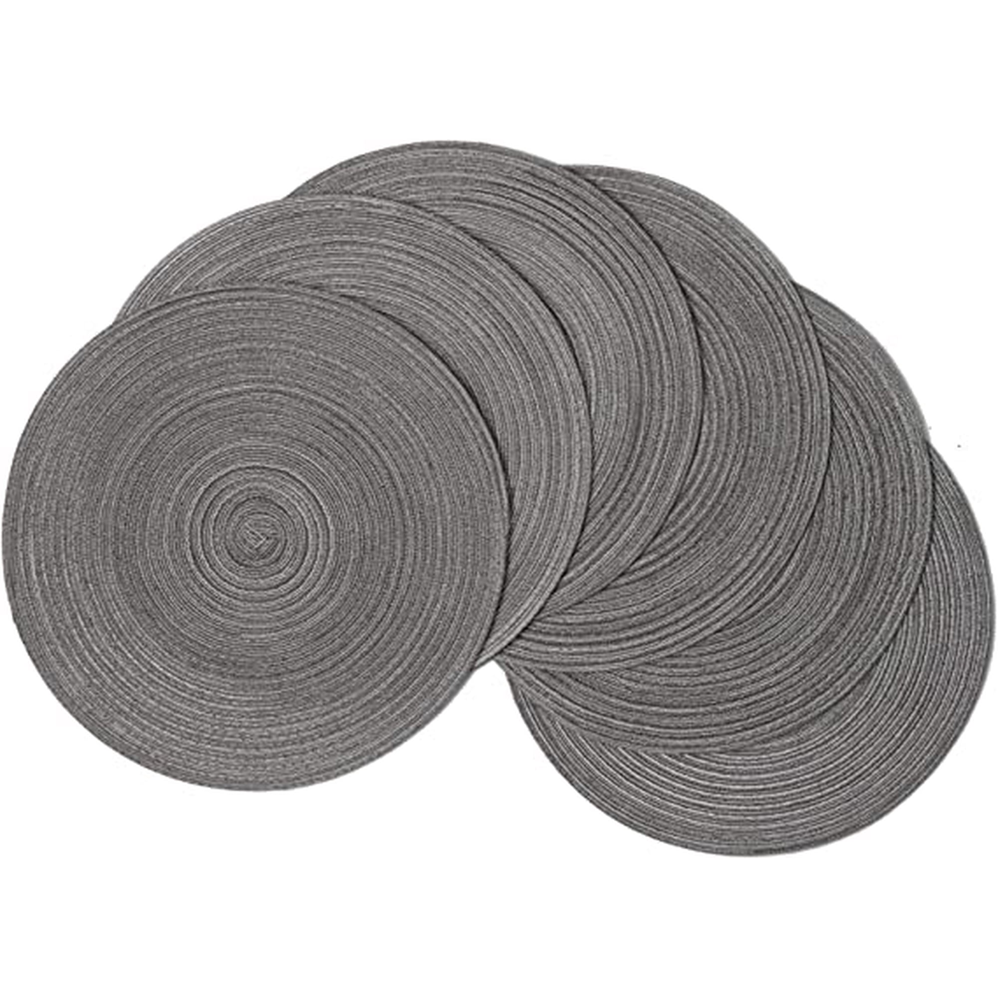 Xmhytop Juego De 6 Manteletes Redondos Individuales De Algodón Premium, Antideslizantes Con Textura Gruesa, Resistentes Al Calor, Estilo D, 38cm, Color Gris
