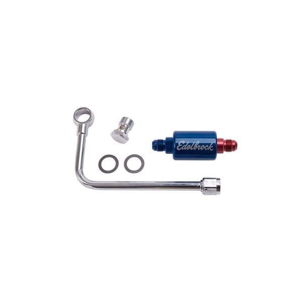 Kit de tuberías de combustible Edelbrock 8134, cromado, rojo/azul, universal EPS