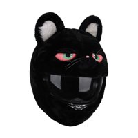 Ioensy - Cubierta Protectora Bonita Decorativa Para Casco De Motocicleta De Gato Negro De Dibujos Animados