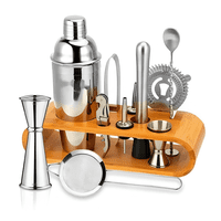 Importclick - Juego Bar Coctelera Utensilios Inoxidable 12 Piezas Negro