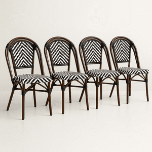 Klik Muebles - Pack De 4 Sillas Bistro Parisina Rattan - Blanca Con Negro