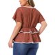 thumbnail image 3 of Agnes Orinda Blusas de Verano para Mujer Tallas Grandes con Cuello de Corazón Floral, Encaje, Manga Corta con Volantes 3X Rojo, 3 of 6