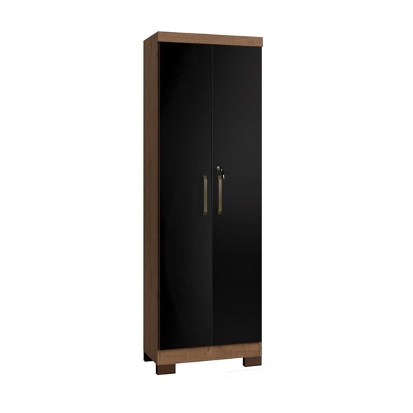 Alacena Armario Multiuso 2 Puertas con Llave Canela Negro 187x60.9x37.3 cm MDP Be Design