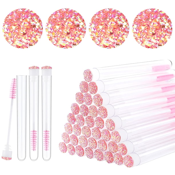 Dming 20 piezas Cepillo de Pestañas Brocha de Rímel Herramienta de Maquillaje para Extensión de Pestañas Cepillo de Limpieza Diamante Estrella L rosa