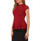 thumbnail image 4 of INSPIRE CHIC Blusa sin mangas con cuello redondo de encaje floral de ganchillo para mujer, peplum, talla L, rojo, 4 of 8