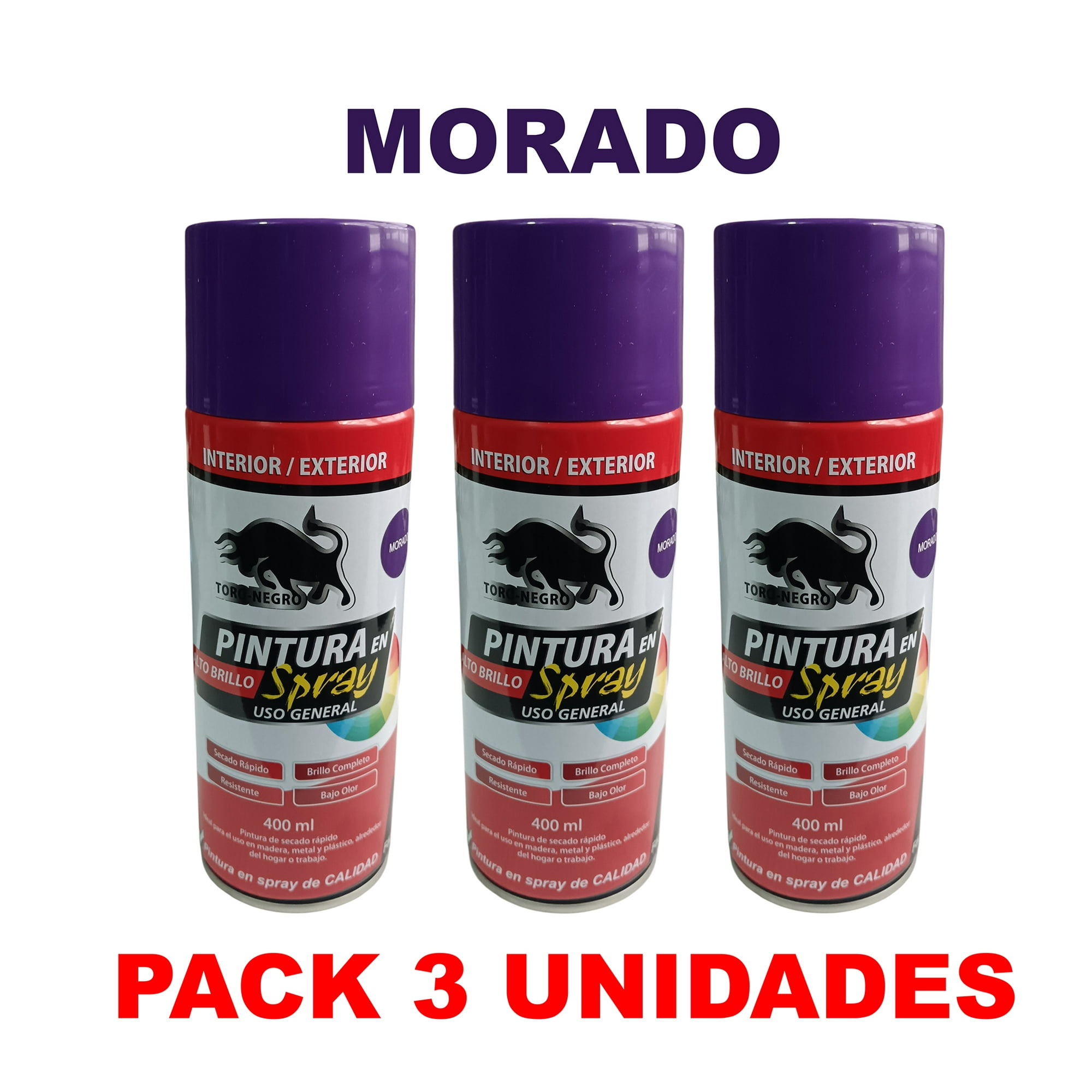 Toro Negro - Pintura En Spray Pack 3 Unidades Color Violeta / Morado