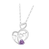Magideal - Collar Con Colgante De Corazón, Collar Para Mamá, Romántico, Moderno, Regalos Para El Día De La Madre, Regalos Para Mamá, Fiesta, Día De San Valentín, Diamantes De Imitación Morados