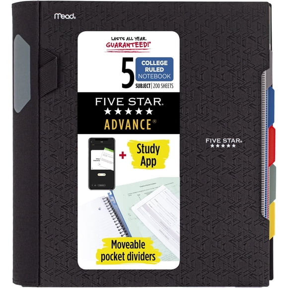Cuaderno Five Star 5 Subject con aplicación de estudio reglado por la universidad