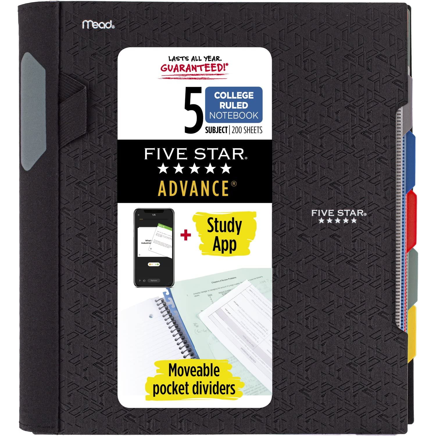 Cuaderno Five Star 5 Subject Con Aplicación De Estudio Reglado Por La Universidad