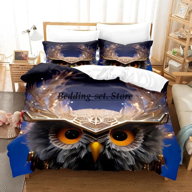 v2397 Bed Sheets Anime owl Bedding Set Single Twin Full Queen King Size Bed Set Aldult Kid Bedroom Duvetcover Sets Bed Sheet Set 3-Piece Bedding Set (1 Duvet Cover + 2 Pillow Shams) Bed Sheets ju2397