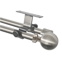 Metalhsa - Set Barras Para Cortina Doble 16/19 Mm Extensible 75-110 Cm A Techo Satín Bola