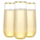 thumbnail image 1 of Champagne Flutes N9R, 9 oz, plástico, sin tallo, borde dorado (paquete de 12), 1 of 7