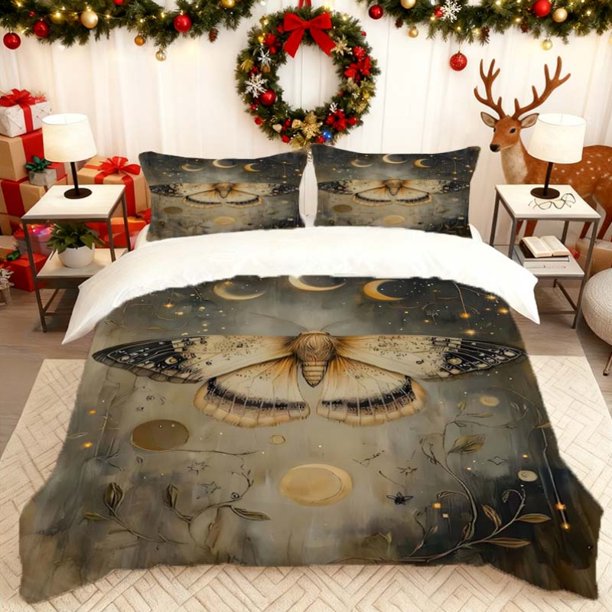 Mysterious Moth Print Duvet Cover Set Bedding Duvet Cover Pillowcase Set Soft Comfortable Suitable for Home And Bedroom Guest Room