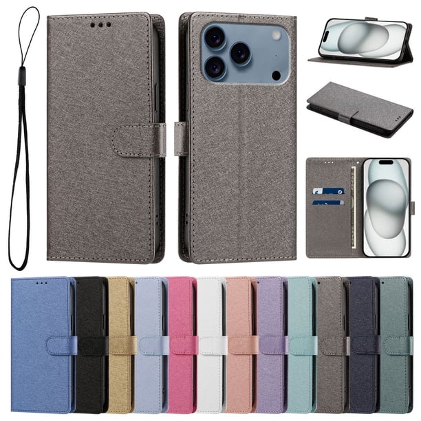 Cartera Funda para iPhone 18 Pro Carga Inalámbrica, Gris
