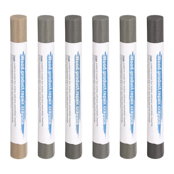 Palos de Relleno de Madera 6 Colores Cera de Madera Retoque Crayones de Reparación de Muebles para Gris Hierro Claro Gris Lujo Claro Gris Oscuro Gris Cemento Gris Madera de Caucho