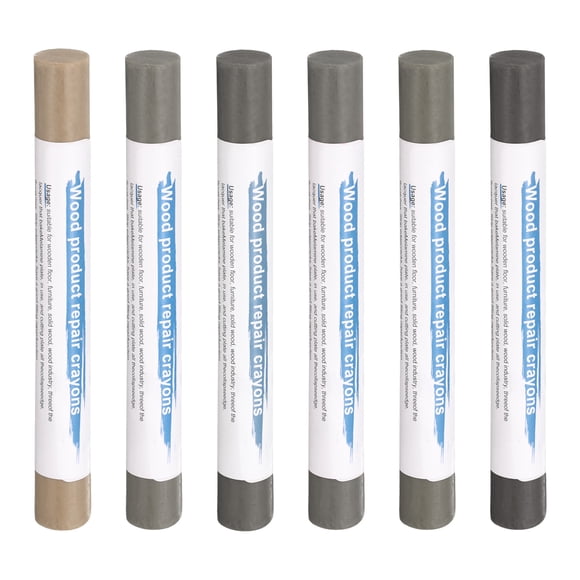 Palos de Relleno de Madera 6 Colores Cera de Madera Retoque Crayones de Reparación de Muebles para Gris Hierro Claro Gris Lujo Claro Gris Oscuro Gris Cemento Gris Madera de Caucho