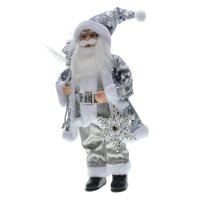 Magideal - Navidad Papá Noel Adornos De Muñecas Lentejuelas Festivales Vacaciones Cómodo Exquisito Suave Vívido Papá Noel 45 Cm De Alto Para Fiesta En Casa , Gris