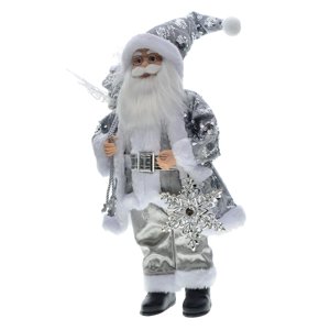 Magideal - Navidad Papá Noel Adornos De Muñecas Lentejuelas Festivales Vacaciones Cómodo Exquisito Suave Vívido Papá Noel 45 Cm De Alto Para Fiesta En Casa , Gris