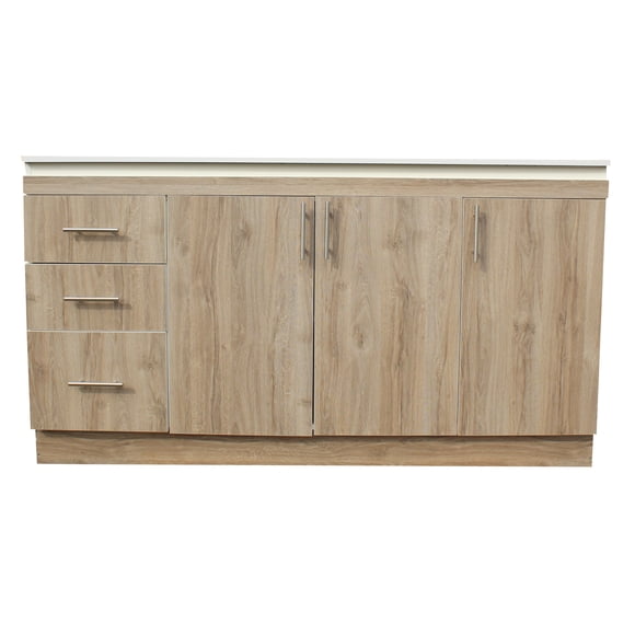 MUEBLE DE COCINA BASE 1600 MM ESTRUCTURA MELAMINA BLANCA FRENTE MELAMINA NODO