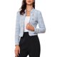 thumbnail image 1 of INSPIRE CHIC Chaqueta de Tweed para Mujer con Cuello Mao, Abierta y Recortada, Talla M, Azul, 1 of 6