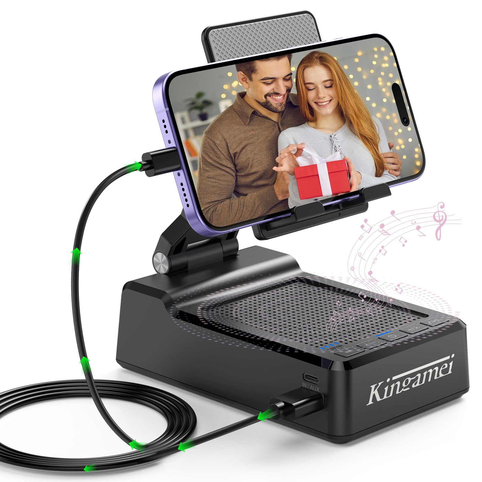 Soporte Para Teléfono Con Altavoz Bluetooth 4 En 1 Kingamei Con Banco De Energía