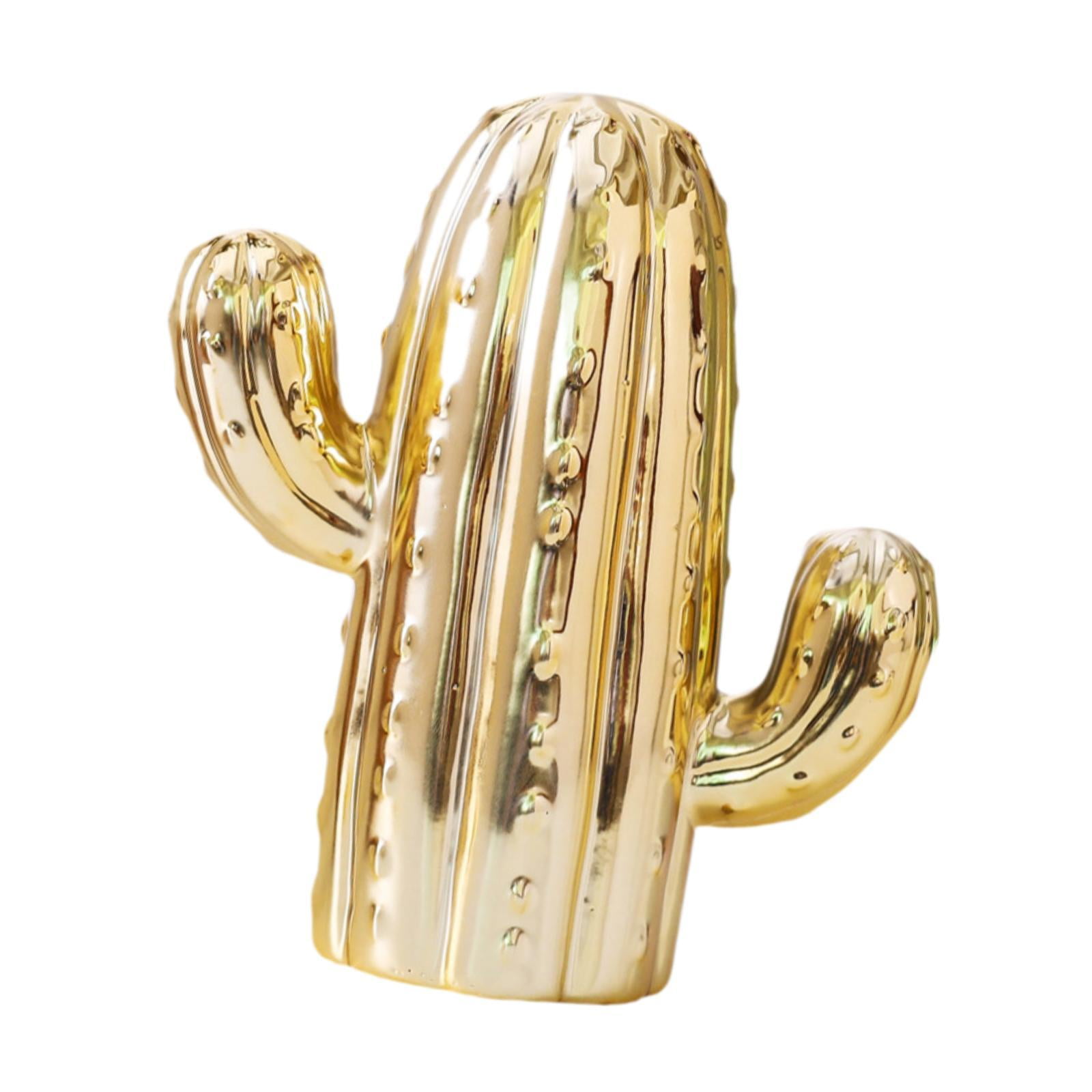 Bothyi - Hucha De Cactus, Hucha De Ahorro De Dinero, Escultura De Porcelana Para Oficina, Sala De Estar, Oro