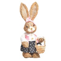 Bothyi - Conejito Lindo De Paja Artificial Conejo De Pie Decoración Del Jardín Del Hogar B