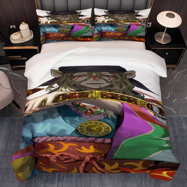 3pcs The Ashes of Rage Pointed Ears Wound Flame Belt Bracelet Pattern Bedding Set Duvet Cover and Pillowcase