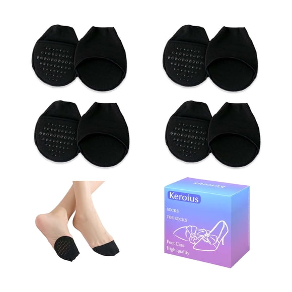 Calcetines Keroius con forro en la punta para mujer, 4 pares, color nude/negro