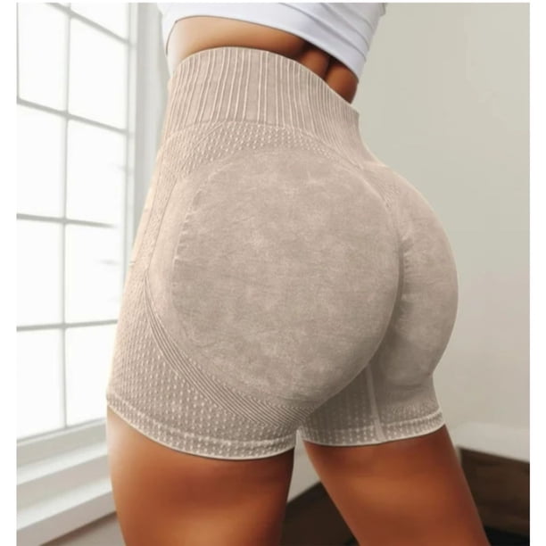 Calza Short Deportivo Mujer Push Up Frunce Tiro Alto Gym 005