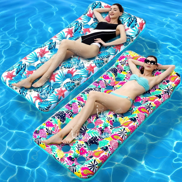 Pack de 2 flotadores para piscina IRUIRUI para adultos con reposacabezas y rejillas de ventilación