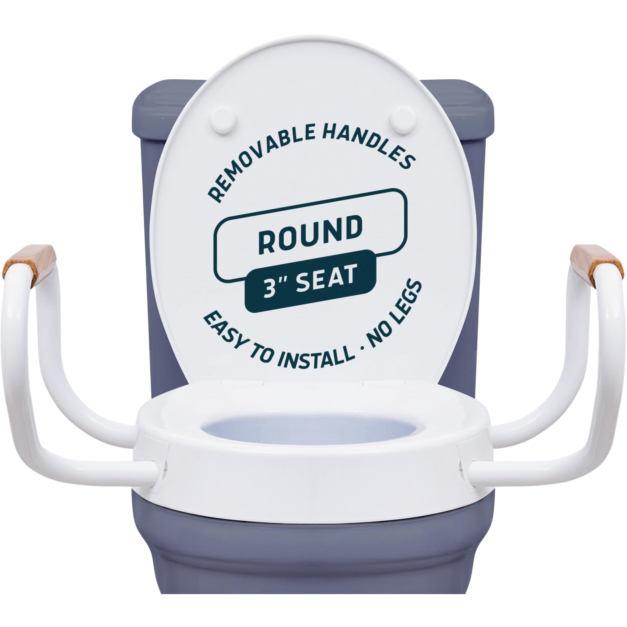 Asiento Elevador Para Inodoro Lunderg Elevado Con Asas, 8 Cm, Redondo, Blanco