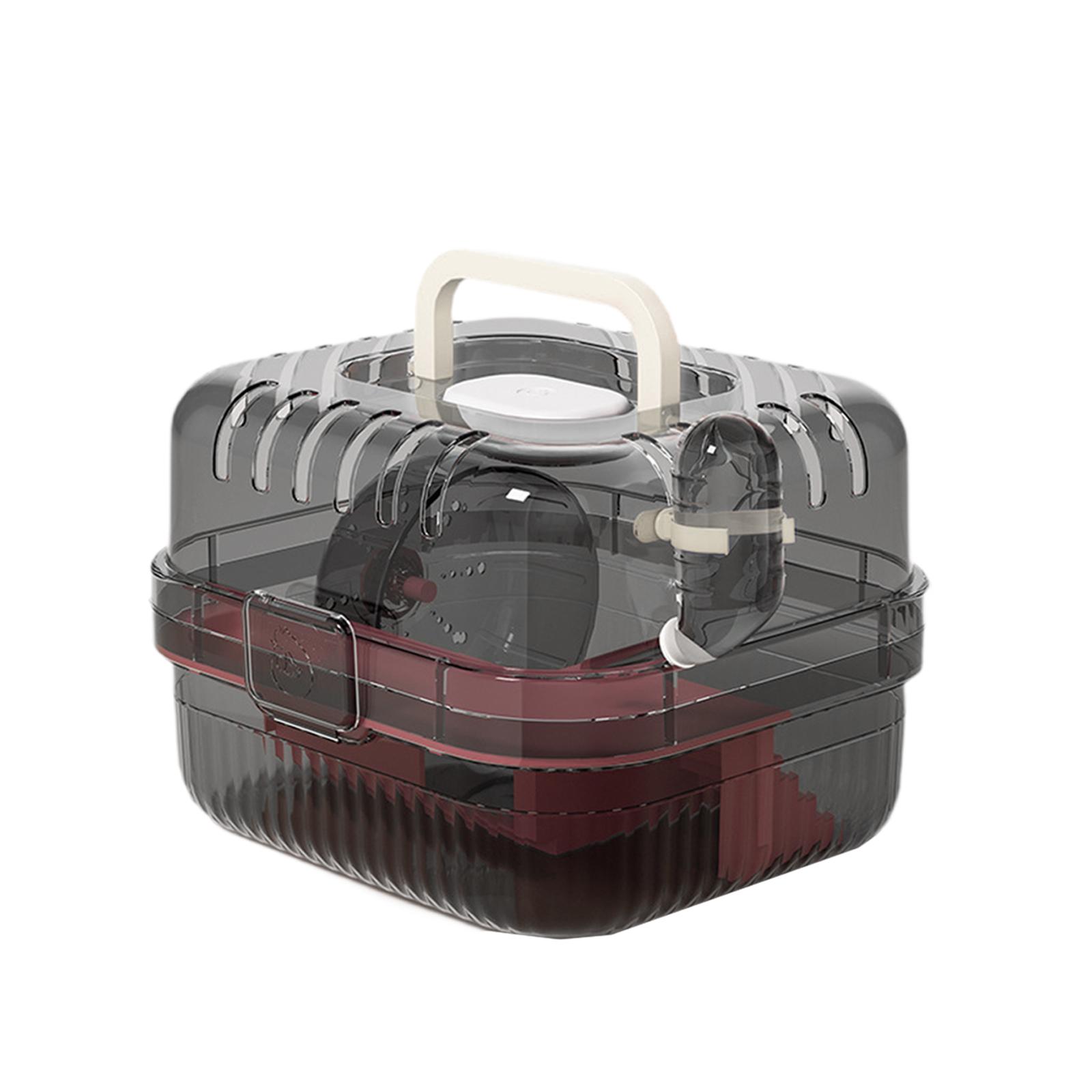 Magideal - Cage De Hámster Con Botella De Agua Transparente Conveniente Hábitat Hábitat Estuche Con Mango Para Ratones De Erizo De De Hurón , Rosa