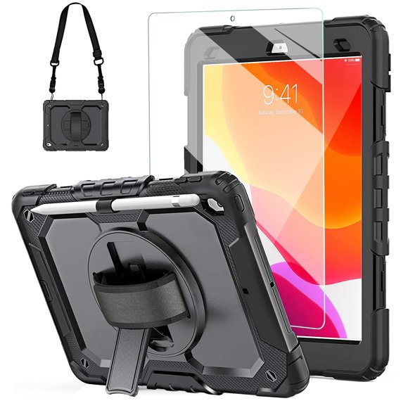 Funda para iPad 10.2 BLOSOMEET con cristal templado y soporte para lápices