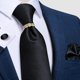 thumbnail image 3 of Corbata Hombre Seda En Caja + Anillo Dorado, Paño Y Colleras negro Talla Única, 3 of 4