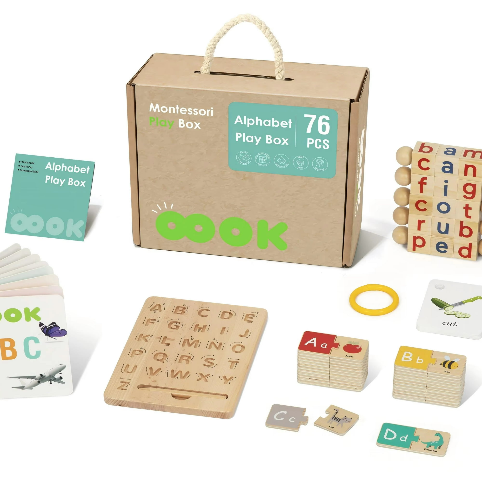 Chitines - Caja Montessori Playbox Estimulación Alfabeto 76 Pcs