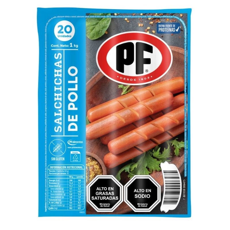 Salchicha Sureña De Pollo 20 Un 1 kg Pf