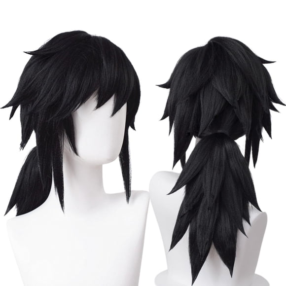 Peluca de cosplay Wiggy Mermaid Giyuu para disfraz de DS, negra para adulto