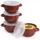 thumbnail image 1 of Cuencos de terracota KooK – Pack de 4, 532 ml con tapas, 1 of 7